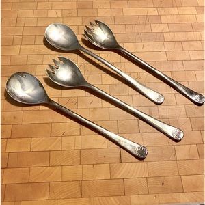 2 Sets Salad Tongs Silverplate Serving Pieces Spoon Fork